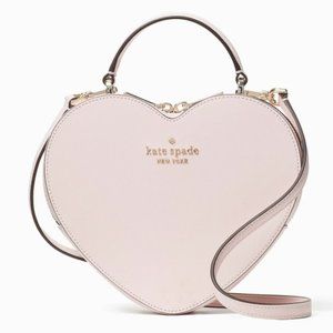 Kate Spade New York Leather Love Shack Heart Crossbody Purse in Chalk Pink